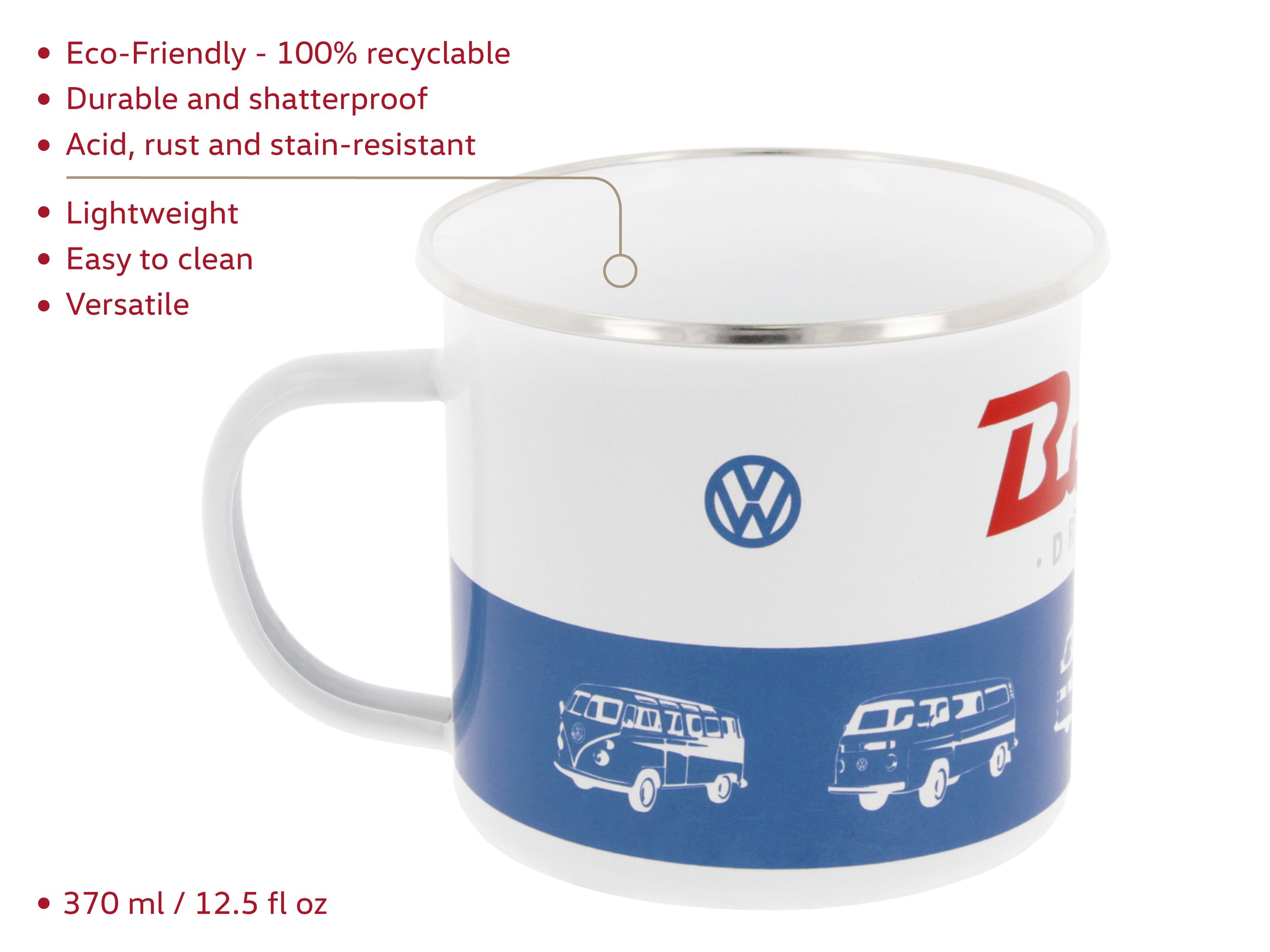 VW T1 Bulli bus cup enameled 500ml