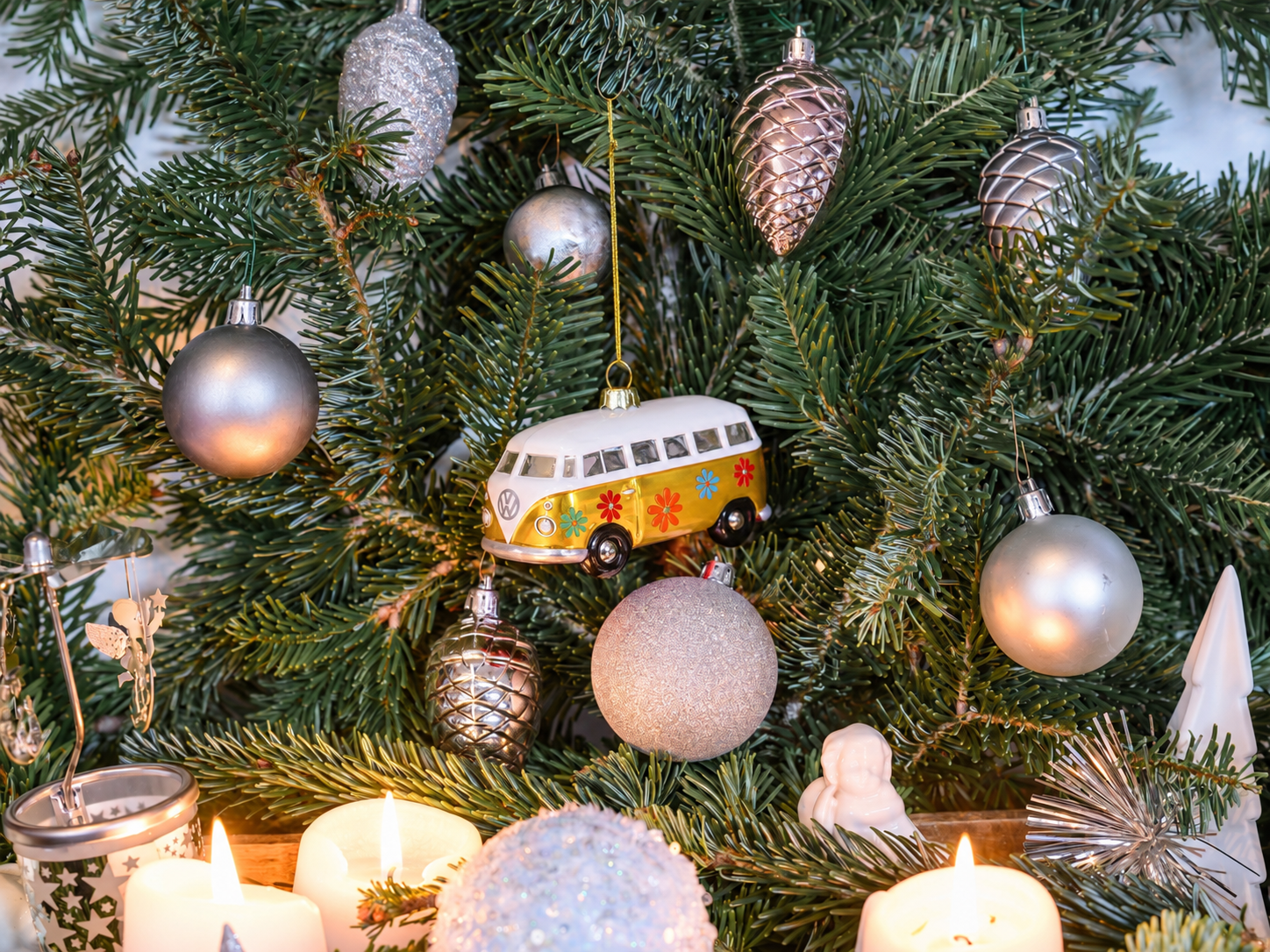 VW T1 Bulli Bus decorative pendant & glass Christmas ornament in gift box
