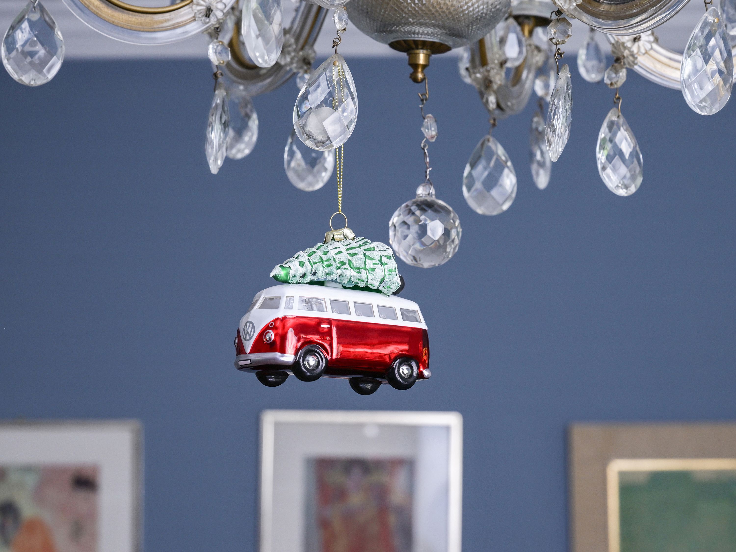VW T1 Bulli Bus decorative pendant & glass Christmas ornament in gift box