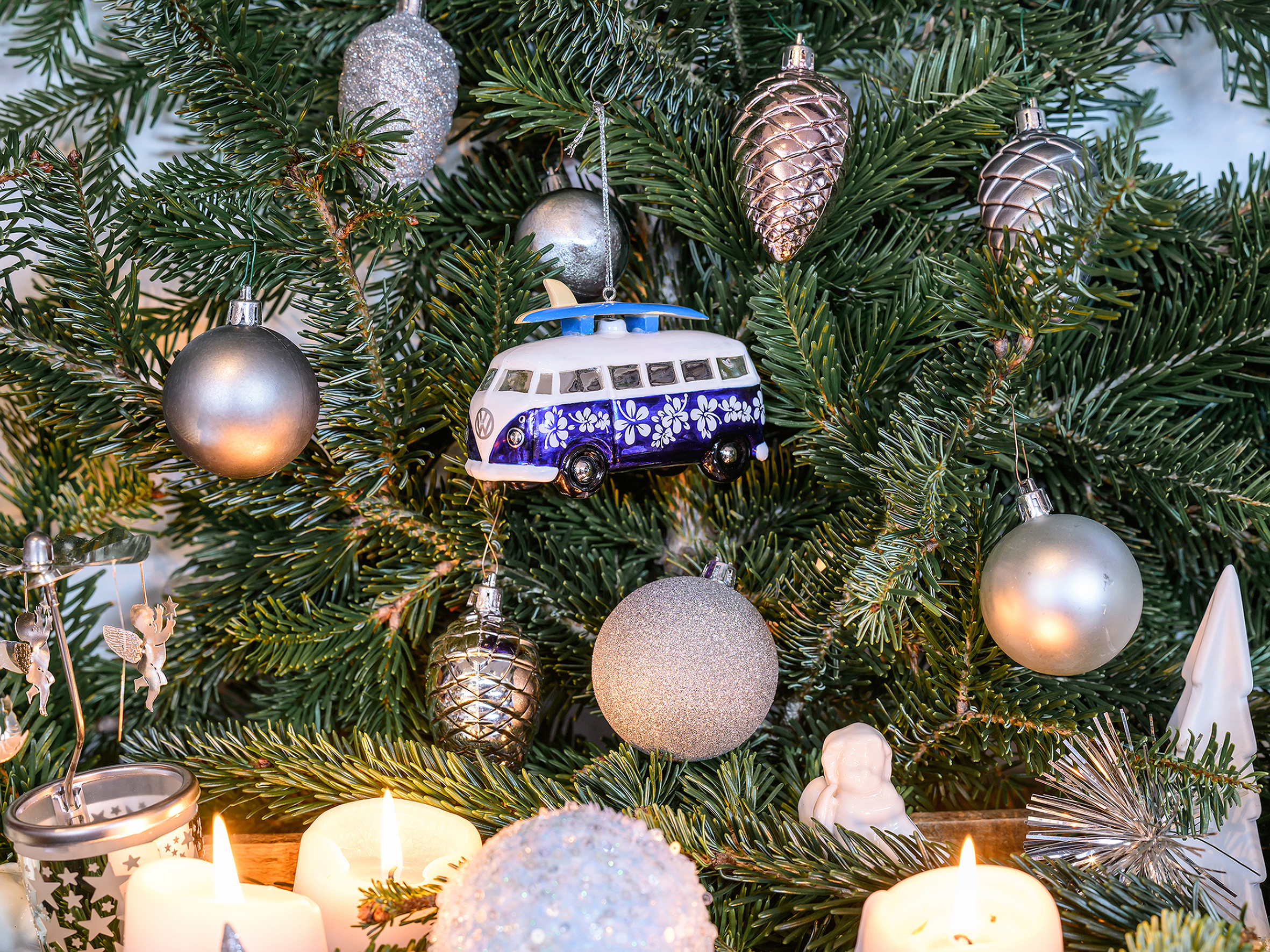 VW T1 Bulli Bus decorative pendant & glass Christmas ornament in gift box