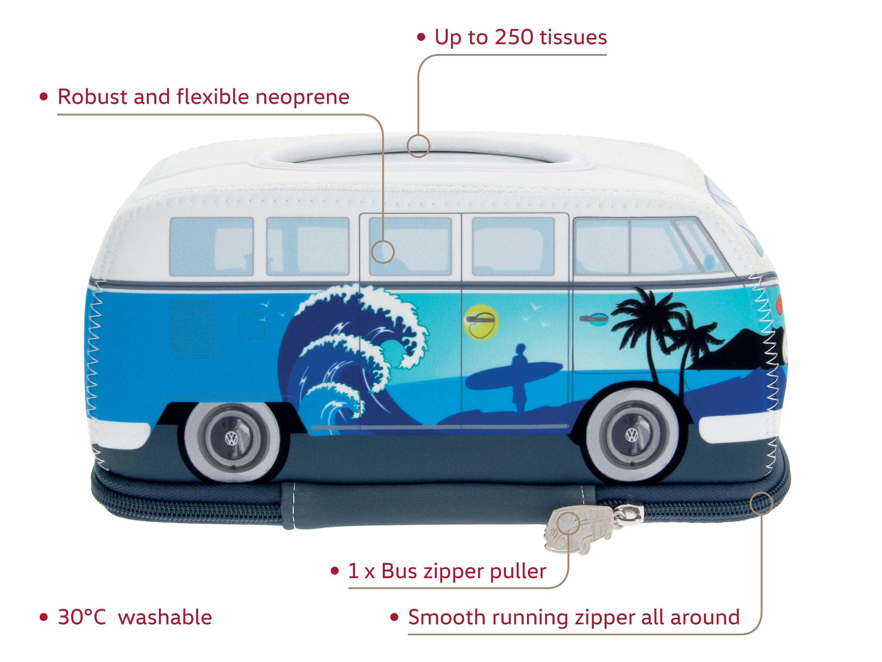 VW T1 Bus dispensador de tejido cosmético de neopreno