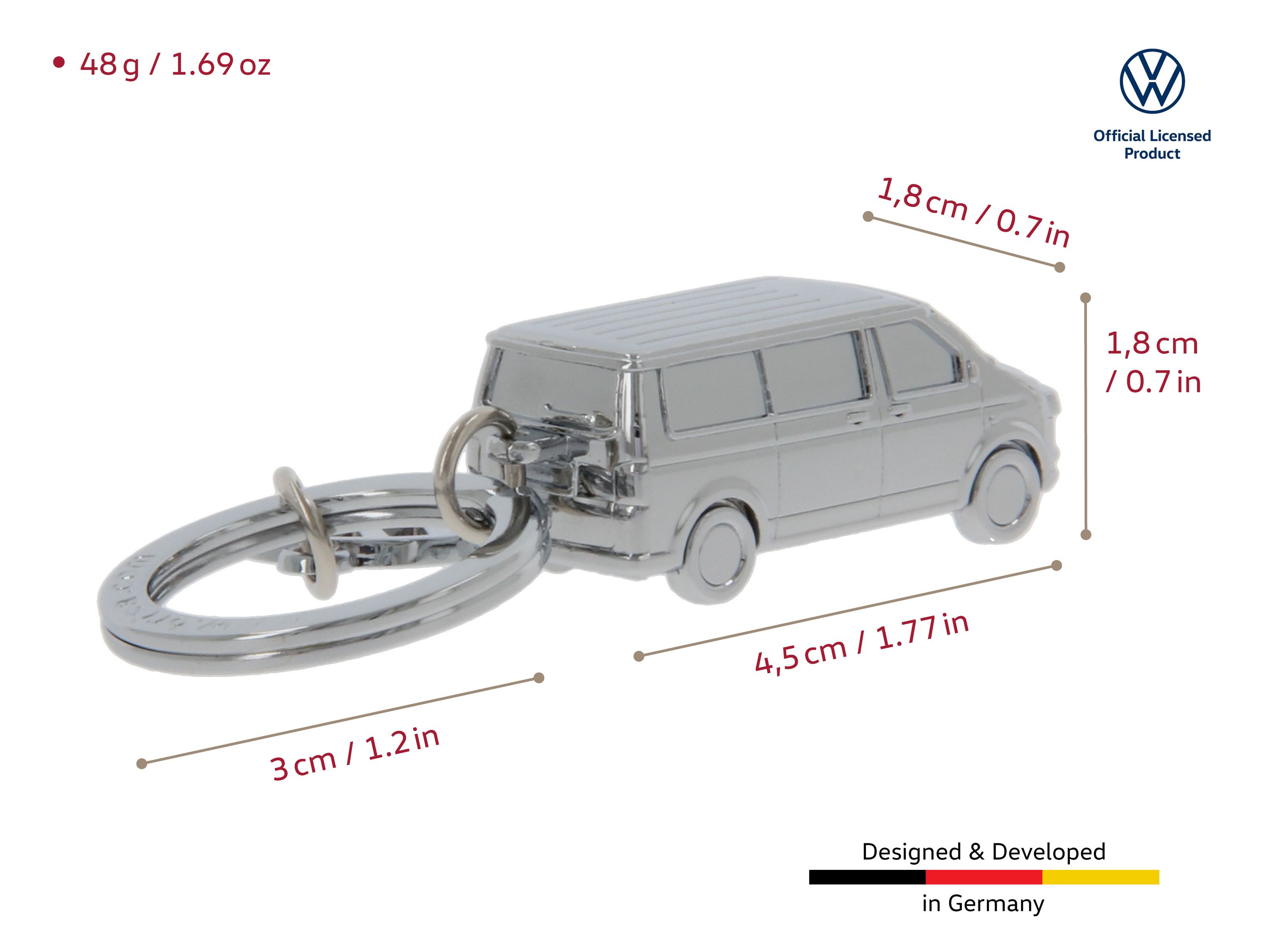 VW T5/T6 Bus 3D keychain with VW charm 