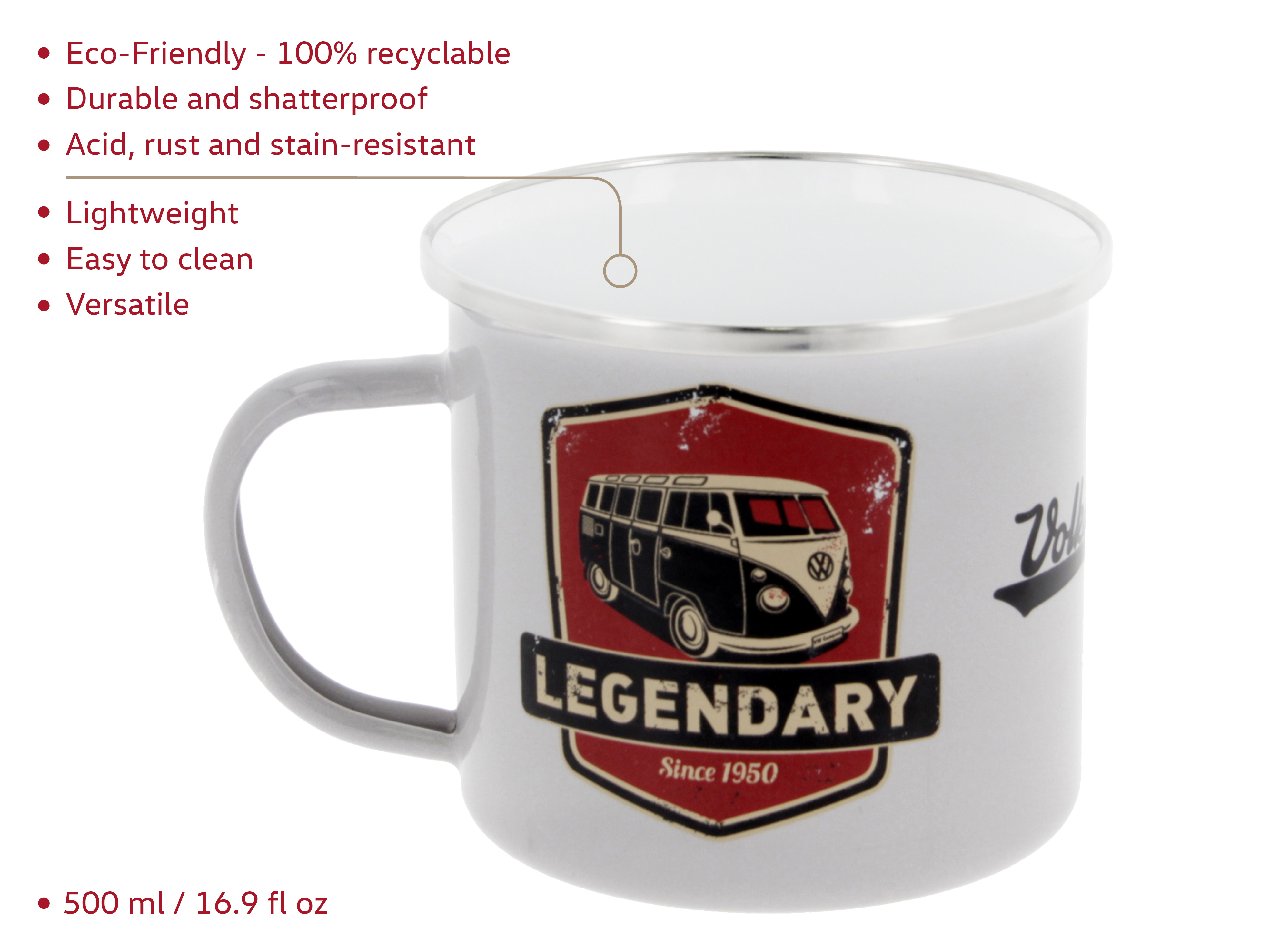 Taza VW T1 Bulli Bus esmaltada 500ml