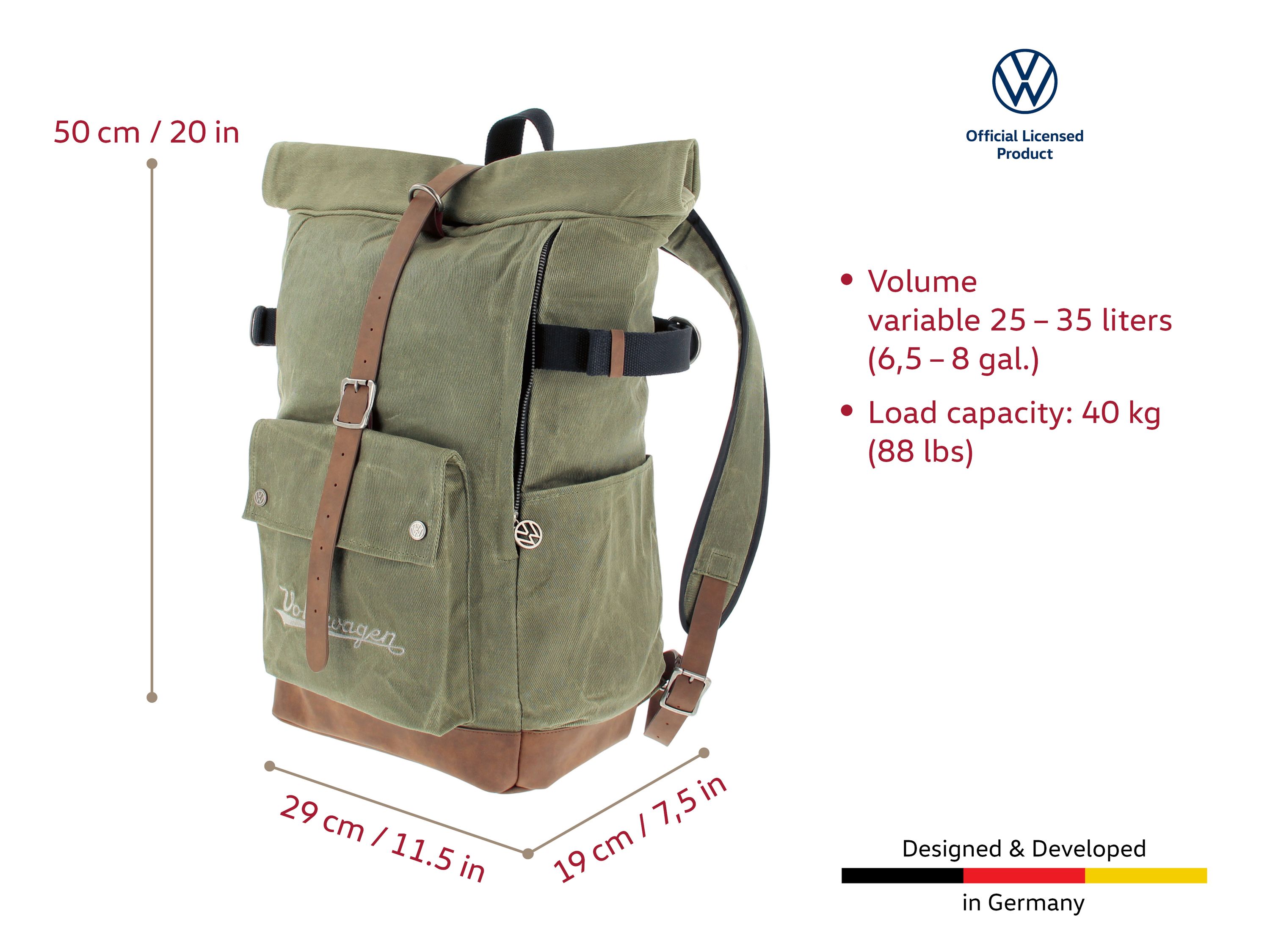 VW Vintage Rolltop Backpack (variable volume)